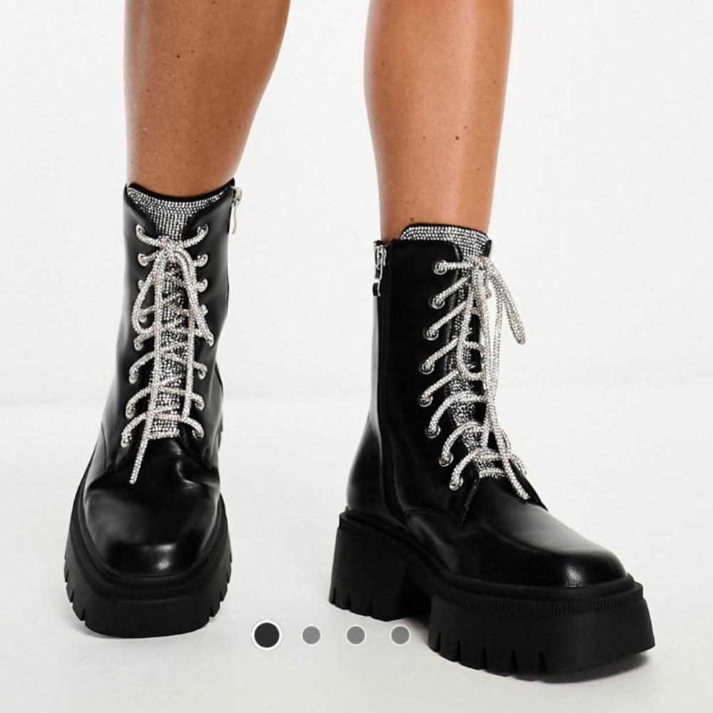 Black Lace-Up Ankle Boots New without tags